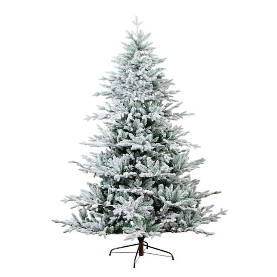 7ft. Pre-Lit Flocked Fir Artificial Christmas Tree, Warm White LED Lights